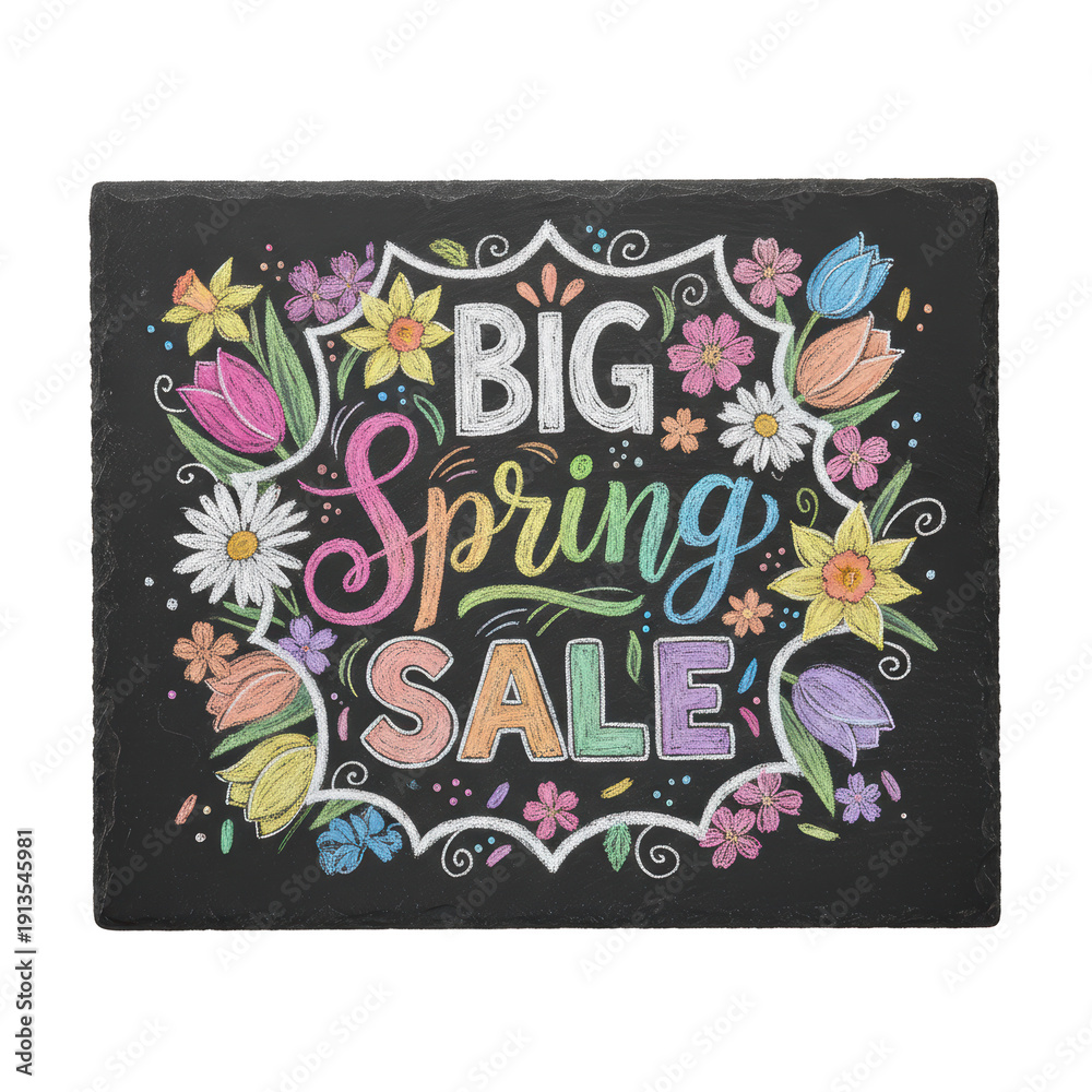 Fototapeta premium Big Spring Sale chalk art on slate