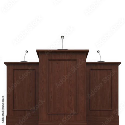 Wallpaper Mural Professional dark wood triple podium with microphones isolated on transparent background Torontodigital.ca