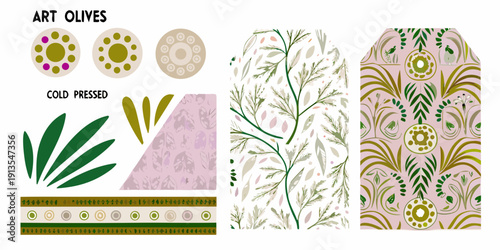 Art olives a collection of illustrated olive branch patterns and motifs