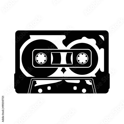 Retro Cassette Tape Icon, Vintage Audio Music Symbol, Nostalgia Vector