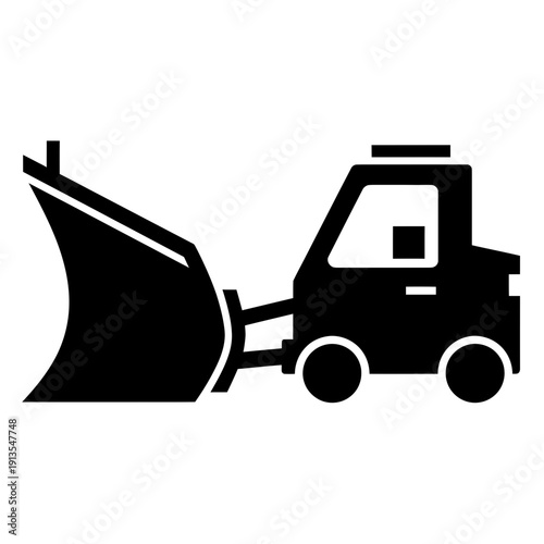Snow Plow Truck Icon Silhouette - Winter Road Clearing