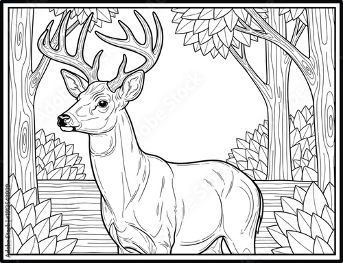 Sleeping wolverine line art illustration in mountain landscape for coloring book page isolated on white background for kids and adults.