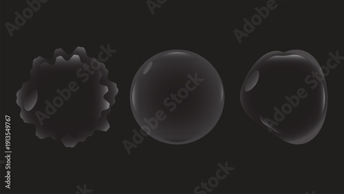 Handmade Dark Bubble Abstract Background with Glossy Spheres