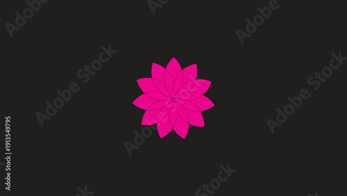 Handmade Pink Mandala Flower Vector on Black Background