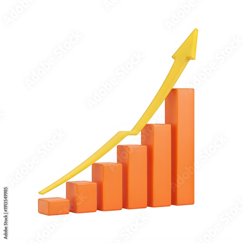 Growing bar graph with upward trend arrow isolated on transparent background Free Download Growing bar graph with upward trend arrow isolated on transparent background - GFXLoad