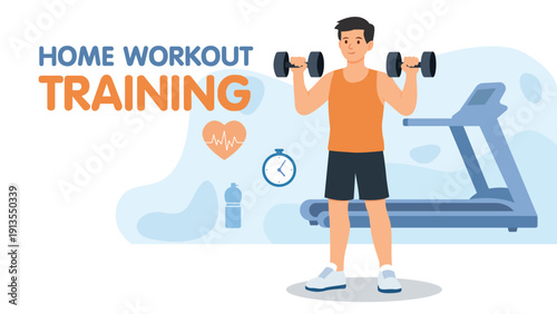 Home Workout Training, sport concept , Vector Illustration