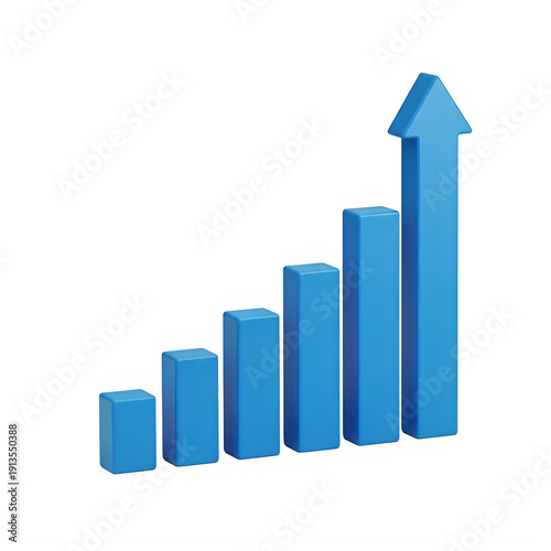 Free Download 3d bar graph with upward trend and blue bars isolated on transparent background - GFXLoad
