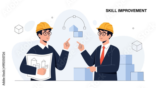 Architects Discussing Building Plans and Skill Improvement