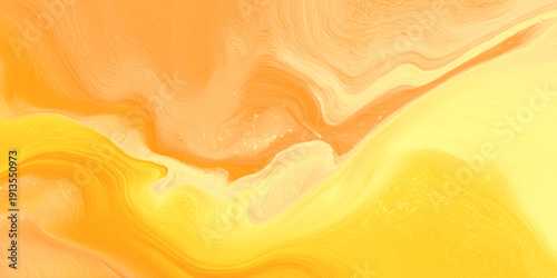 Vibrant orange and yellow fluid abstract background featuring smooth flowing marble textures and soft gradient waves create a modern artistic backdrop ideal for branding, wallpapers.