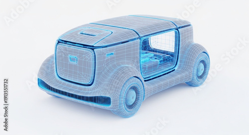 Futuristic Autonomous Electric Vehicle Concept Car.