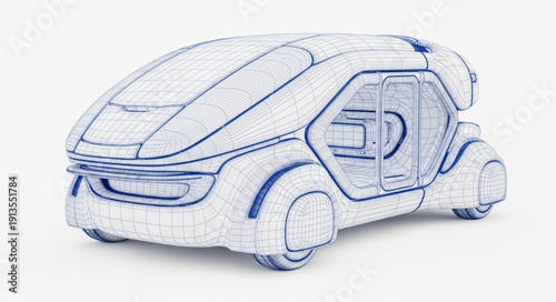 Futuristic Electric Car Concept Design Blueprint.