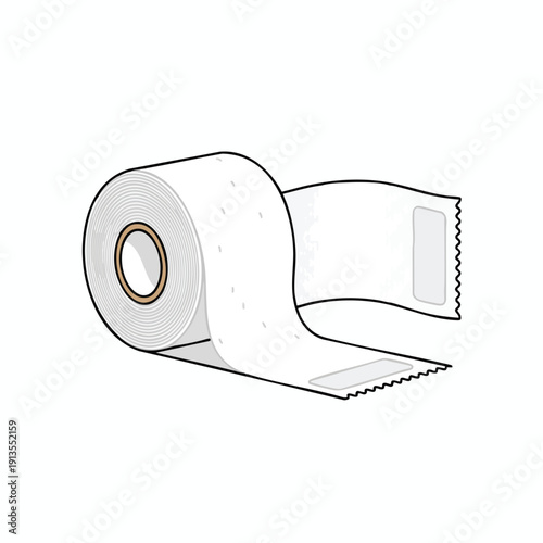 Generic White Perforated Paper Roll Illustration for Events Ticketing and Labels