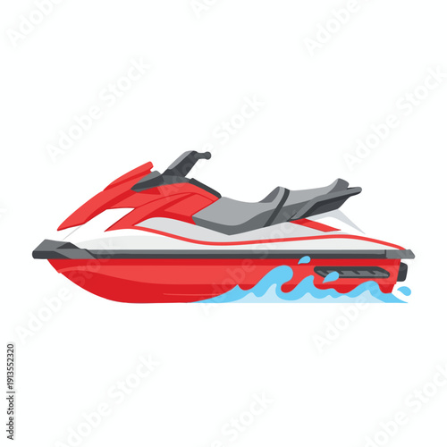 Modern Red Personal Watercraft Vector Icon Summer Water Sports and Recreation