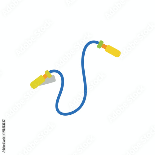 Simple Blue Jump Rope with Yellow Handles Isolated on White Background
