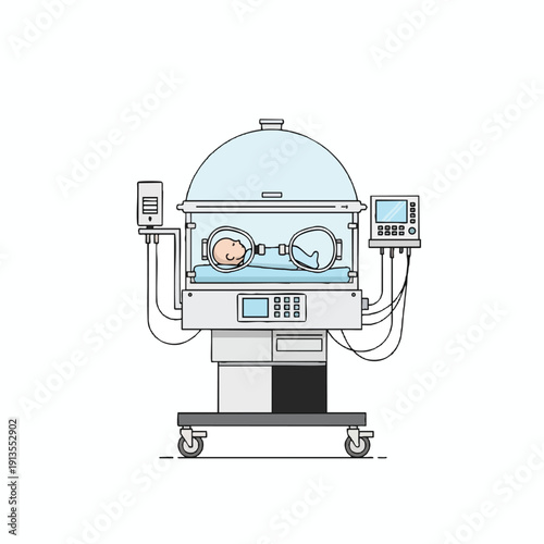 Children Sleeping Peacefully Undergoing Medical Treatment in a State of the Art Pediatric Hospital Bed