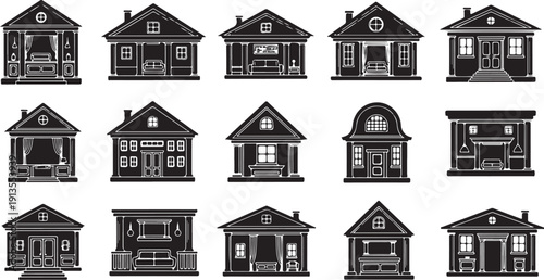 Various House Styles and Designs in Black and White