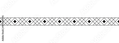 Minimalist Black and White Geometric Border Design with Diamond Grid Pattern and Thin Line Art