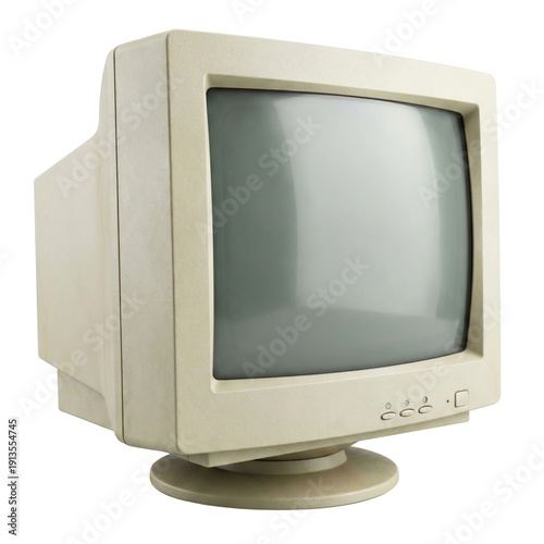 Canvastavla Old beige CRT computer monitor isolated on transparent background