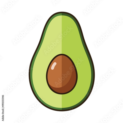 Fresh Ripe Avocado Half with Seed on White Background