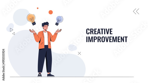 Man juggling light bulbs representing creative ideas and innovation