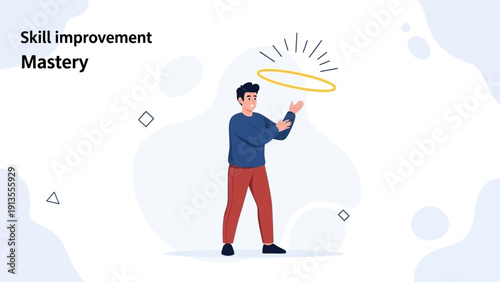 Man Juggling Hoop, Skill Improvement and Mastery Concept