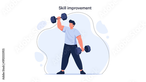 Man lifting dumbbells for skill improvement and strength training