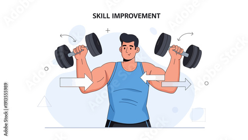 Man lifting dumbbells, symbolizing skill improvement and personal growth