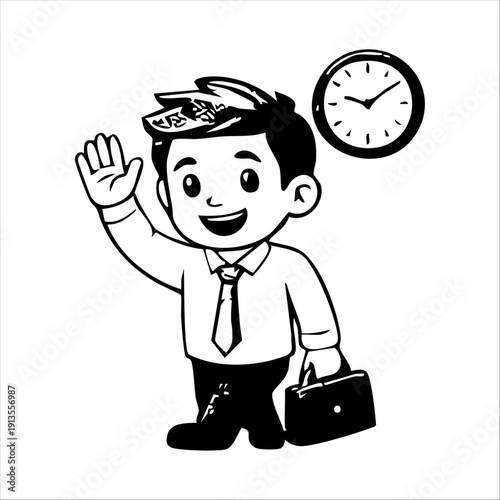 Businessman Character Walking with Briefcase After Work Illustration