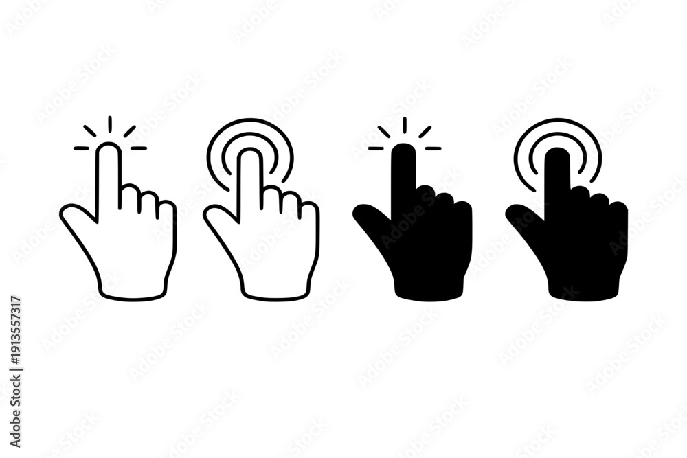 Obraz premium Simple Hand Click Icons Set
