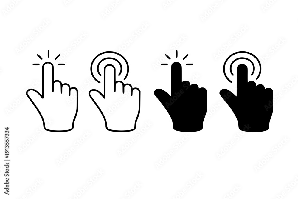 Obraz premium Simple Hand Click Icons Set