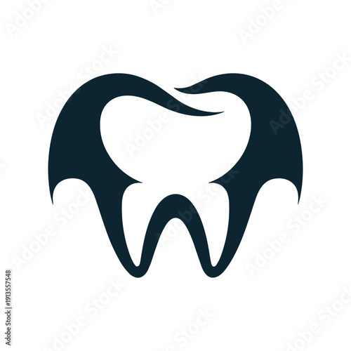 Dental logo with bat wings around a tooth