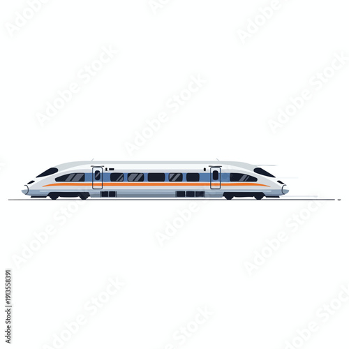 Modern High Speed Electric Train Traveling on Railroad Track