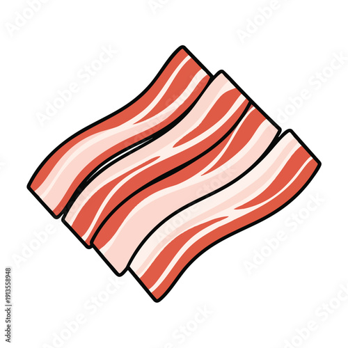 Fresh and Crisp Raw Bacon Slices for Cooking and Breakfast