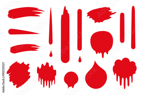 Red blood splatter and stain illustrations