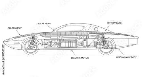 Detailed Cutaway Diagram of an Electric Vehicles Internal Components.