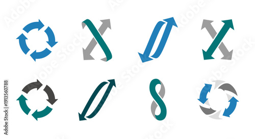 Abstract arrow symbols set for business, technology, and process concepts