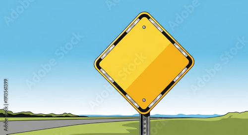 Yellow Traffic Sign Vector – Empty Road Sign Template, Warning and Caution Design Placeholder