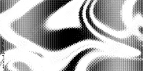 Grunge halftone gradient background. Faded grit noise texture. White and black sand wallpaper. Retro pixelated backdrop. Anime or manga style comic overlay. Vector graphic design textured template