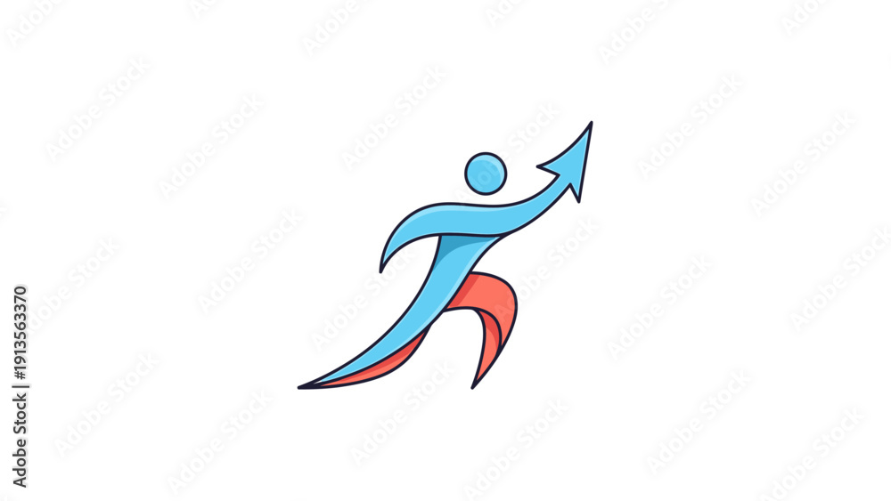 Obraz premium Abstract Human Figure with Upward Arrow Symbolizing Growth and Success.