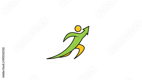 Abstract Human Figure with Upward Arrow Symbolizing Growth and Progress.