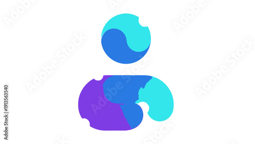 Abstract Humanoid Figure Composed of Colorful Organic Shapes.