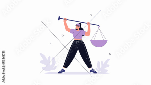 Woman Balancing Scales, Symbolizing Justice, Fairness, and Decision Making