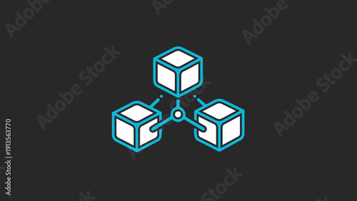 Abstract interconnected cubes representing network or data structure.