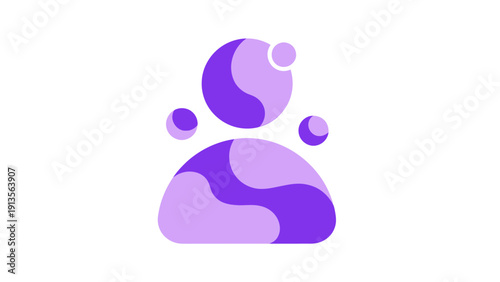 Abstract Humanoid Figure with Purple Swirls and Bubbles.