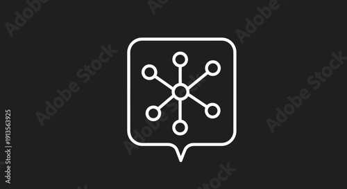 Abstract network connection symbol inside a shield outline.