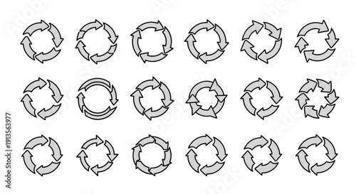 Circular arrows. Recycle icons. Rotation symbols set