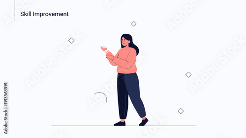 Woman Growing Skills, Career Development, Personal Growth, Learning Concept