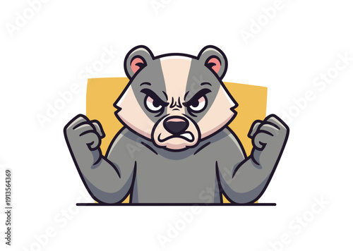 Cartoon badger illustration expressing frustration aggression isolated