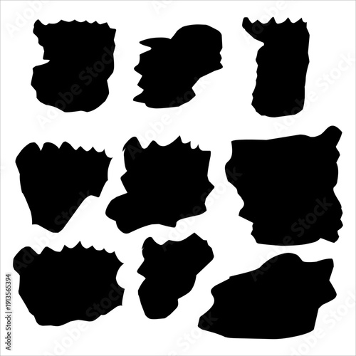 Random Abstract liquid organic black irregular blotch shapes flat style design fluid vector illustration set banner simpleshape template for presentation design, flyer, isolated on white background