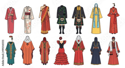 Traditional clothing from around the world diverse cultural attire folk dresses and robes